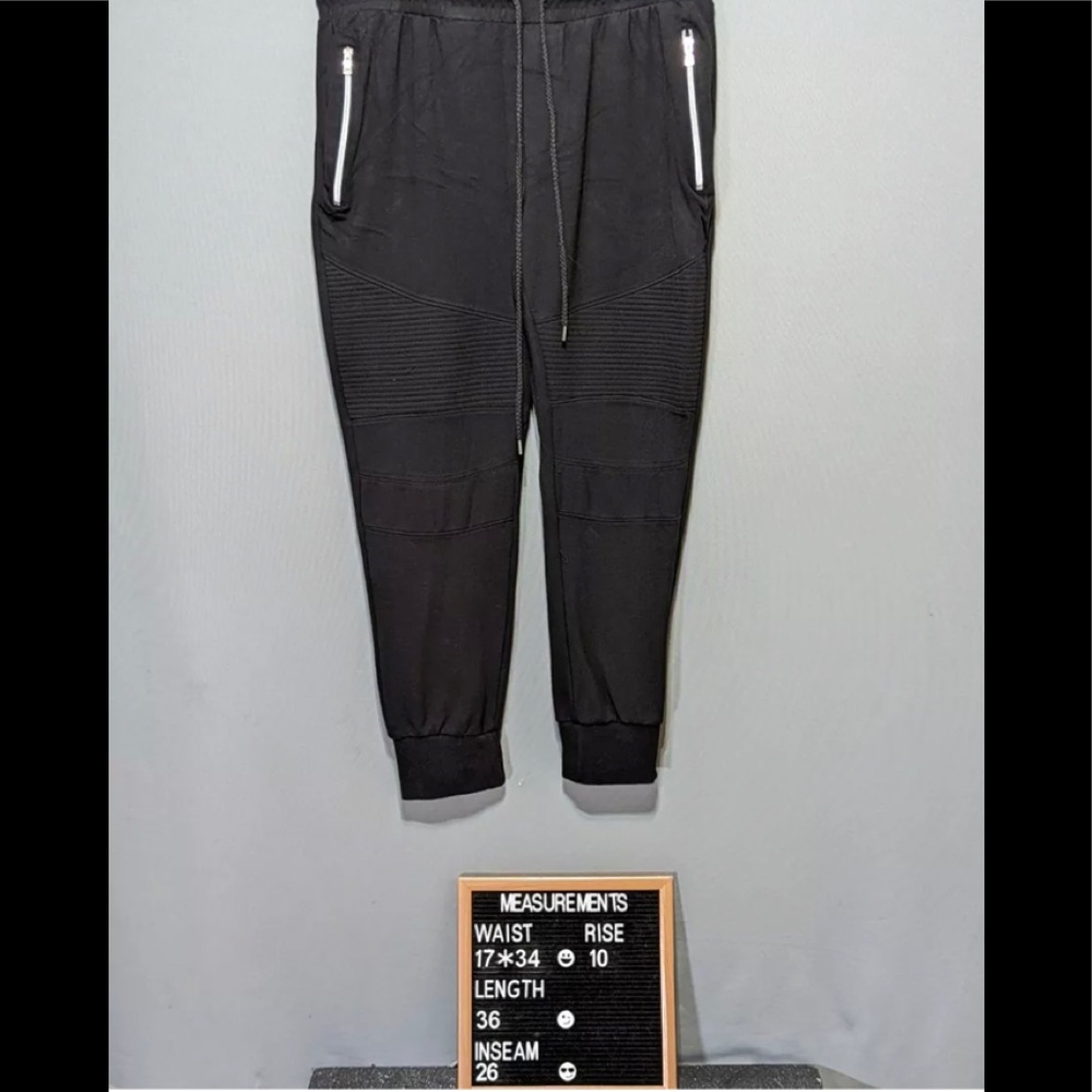 Men's Waimea Black Moto Joggers Stretch Zippered Pockets Fast Shipping Size XL